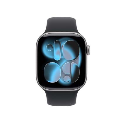Imagem de Apple Watch Series 11 GPS + Cellular - Caixa cinza-espacial de alumínio  42 mm - Pulseira esportiva preta  M/G