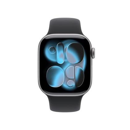 Imagem de Apple Watch Series 11 GPS + Cellular - Caixa cinza-espacial de alumínio  42 mm - Pulseira esportiva preta  P/M