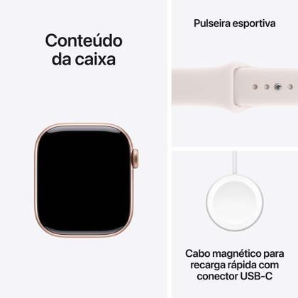 Imagem de Apple Watch Series 11 GPS + Cellular Caixa Cor de Ouro Rosa de Alumínio 42mm Pulseira Esportiva Blush-clara M/G