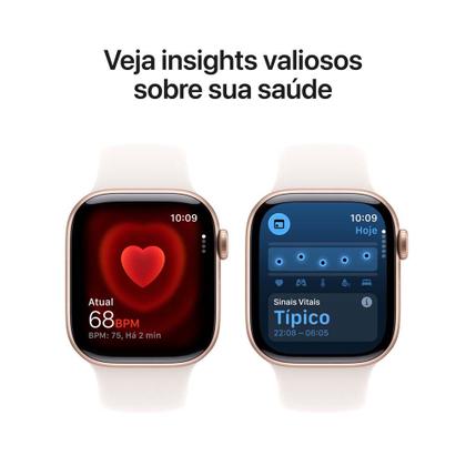 Imagem de Apple Watch Series 11 GPS + Cellular Caixa Cor de Ouro Rosa de Alumínio 42mm Pulseira Esportiva Blush-clara M/G