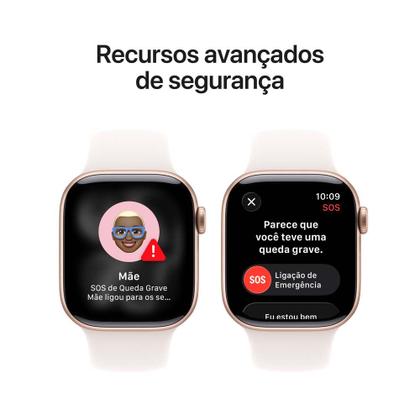 Imagem de Apple Watch Series 11 GPS + Cellular Caixa Cor de Ouro Rosa de Alumínio 42mm Pulseira Esportiva Blush-clara P/M
