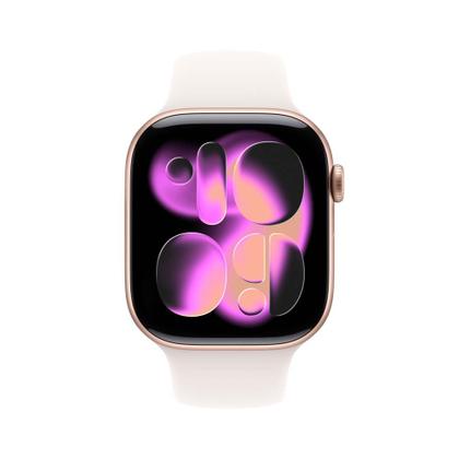 Imagem de Apple Watch Series 11 GPS + Cellular Caixa Cor de Ouro Rosa de Alumínio 46mm Pulseira Esportiva Blush-clara M/G