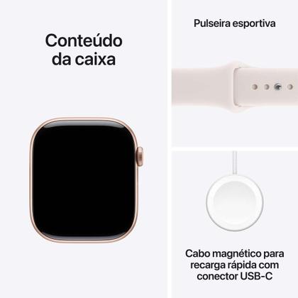 Imagem de Apple Watch Series 11 GPS + Cellular Caixa Cor de Ouro Rosa de Alumínio 46mm Pulseira Esportiva Blush-clara P/M