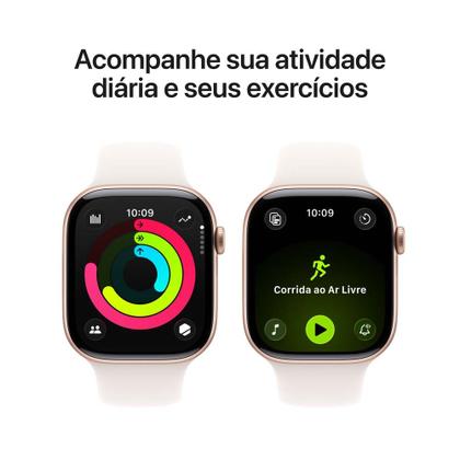 Imagem de Apple Watch Series 11 GPS + Cellular Caixa Cor de Ouro Rosa de Alumínio 46mm Pulseira Esportiva Blush-clara P/M