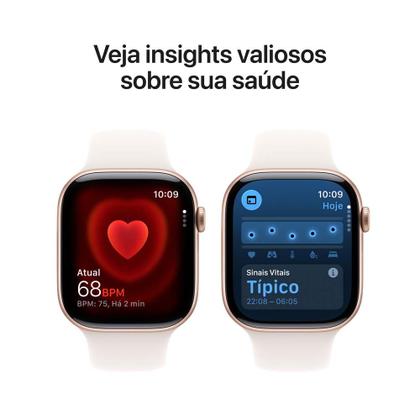 Imagem de Apple Watch Series 11 GPS + Cellular Caixa Cor de Ouro Rosa de Alumínio 46mm Pulseira Esportiva Blush-clara P/M