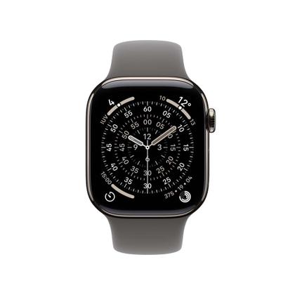 Imagem de Apple Watch Series 11 GPS + Cellular, Caixa Natural de Titânio de 42 mm, Pulseira Esportiva Cinza-pedra, Tamanho P/M - MF8M4AM/A