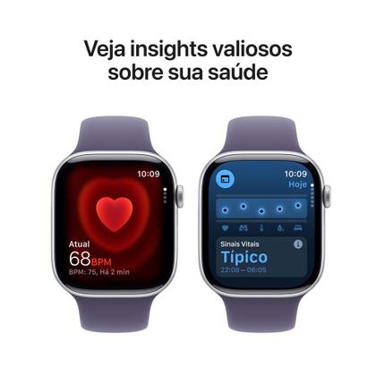 Imagem de Apple Watch Series 11 GPS + Cellular Caixa Prateada de Alumínio 46mm Pulseira Esportiva Roxo-névoa M/G