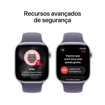 Imagem de Apple Watch Series 11 GPS + Cellular Caixa Prateada de Alumínio 46mm Pulseira Esportiva Roxo-névoa P/M