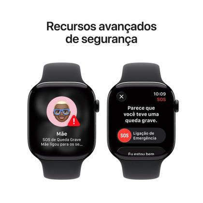 Imagem de Apple Watch Series 11 GPS + Cellular Caixa Preta Brilhante de Alumínio 46mm Pulseira Esportiva Preta P/M