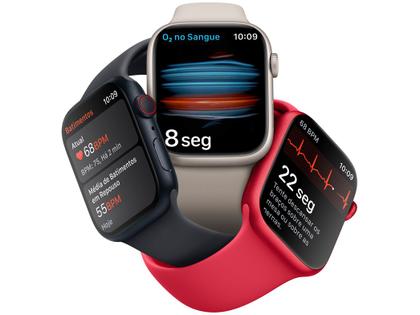 Imagem de Apple Watch Series 8 45mm GPS + Cellular Caixa Meia-noite Alumínio Pulseira Esportiva