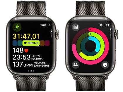 Imagem de Apple Watch Series 9 GPS + Cellular Caixa Grafite de Aço Inoxidável 45mm Pulseira Grafite Estilo Milanês