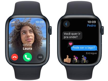 Imagem de Apple Watch Series 9 GPS + Cellular Caixa Meia-noite de Alumínio 45mm Pulseira Esportiva Meia-noite P/M