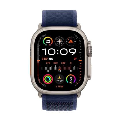 Imagem de Apple Watch Ultra 2 GPS + Cellular  Caixa natural de titânio de 49 mm  Pulseira loop Trail azul  P/M