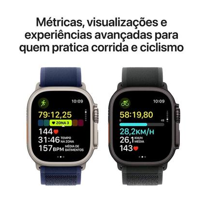 Imagem de Apple Watch Ultra 2 GPS + Cellular  Caixa natural de titânio de 49 mm  Pulseira loop Trail azul  P/M