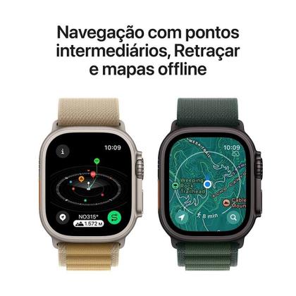 Imagem de Apple Watch Ultra 2 GPS + Cellular  Caixa natural de titânio de 49 mm  Pulseira loop Trail azul  P/M