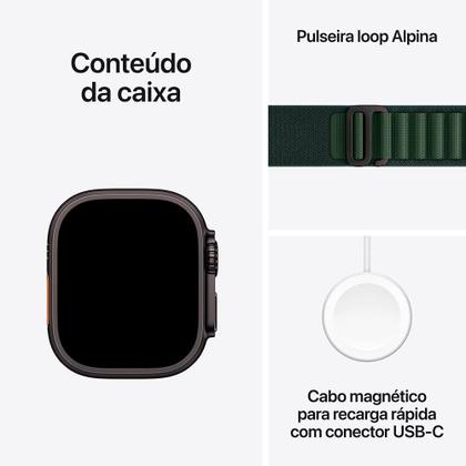 Imagem de Apple Watch Ultra 2 GPS + Cellular, Caixa Preta de Titânio de 49 mm, Pulseira Loop Alpina Verde Escura, Tamanho M - MX4R3BE/A