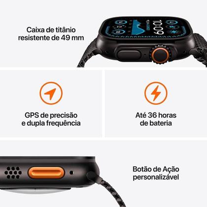 Imagem de Apple Watch Ultra 2 GPS + Cellular, Caixa Preta de Titânio de 49 mm, Pulseira Loop Alpina Verde Escura, Tamanho M - MX4R3BE/A