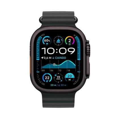 Imagem de Apple Watch Ultra 2 GPS + Cellular, Caixa Preta de Titânio de 49 mm, Pulseira Oceano Preta - MX4P3BE/A