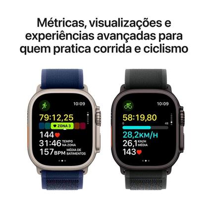 Imagem de Apple Watch Ultra 2 GPS + Cellular, Case Preta de Titânio de 49 mm, Pulseira Loop Trail Preta M/G - MX4V3BE/A
