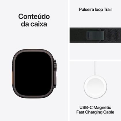 Imagem de Apple Watch Ultra 2 GPS + Cellular, Case Preta de Titânio de 49 mm, Pulseira Loop Trail Preta M/G - MX4V3BE/A