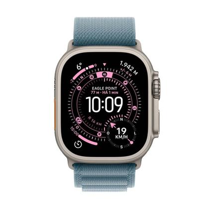 Imagem de Apple Watch Ultra 3 GPS + Cellular - Caixa natural de titânio  49 mm - Pulseira loop Alpina azul-clara  M