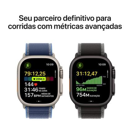 Imagem de Apple Watch Ultra 3 GPS + Cellular - Caixa natural de titânio  49 mm - Pulseira loop Trail azul/azul-brilhante  P/M