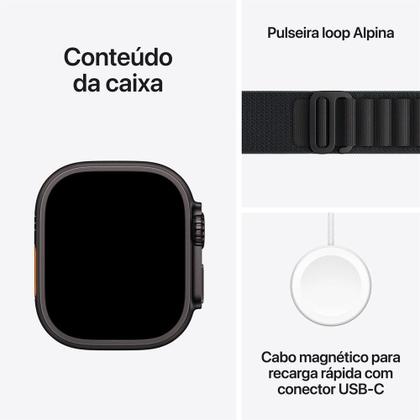 Imagem de Apple Watch Ultra 3 GPS + Cellular - Caixa preta de titânio  49 mm - Pulseira loop Alpina preta  P