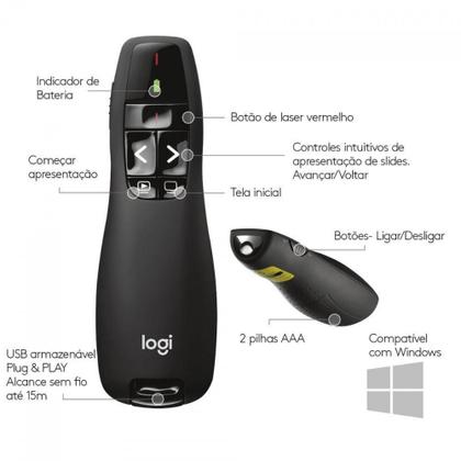 Imagem de Apresentador De Slides Laser Pointer Sem Fio R400 Logitech