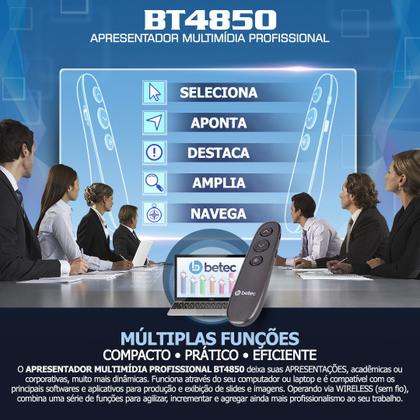 Imagem de Apresentador Multimídia Profissional Wireless - Betec BT4850 - Slide, Laser digital, Lupa, Realce