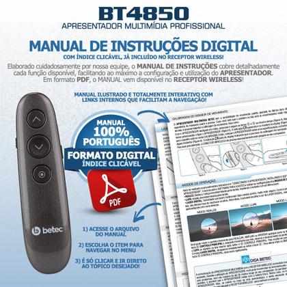 Imagem de Apresentador Multimídia Profissional Wireless - Betec BT4850 - Slide, Laser digital, Lupa, Realce
