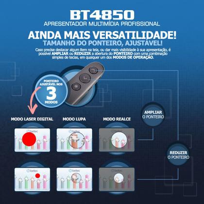 Imagem de Apresentador Multimídia Profissional Wireless - Betec BT4850 - Slide, Laser digital, Lupa, Realce