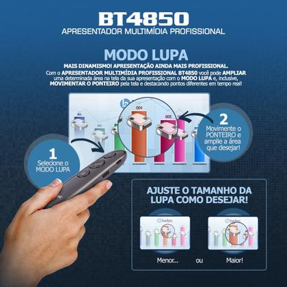 Imagem de Apresentador Multimídia Profissional Wireless - Betec BT4850 - Slide, Laser digital, Lupa, Realce