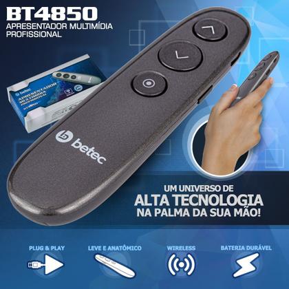 Imagem de Apresentador Multimídia Profissional Wireless - Betec BT4850 - Slide, Laser digital, Lupa, Realce