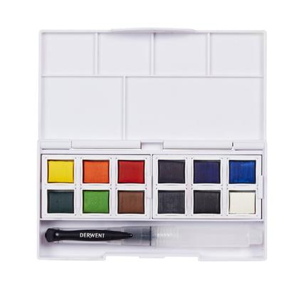 Imagem de Aquarela em Pastilha Derwent Watercolour Estojo 12 Cores