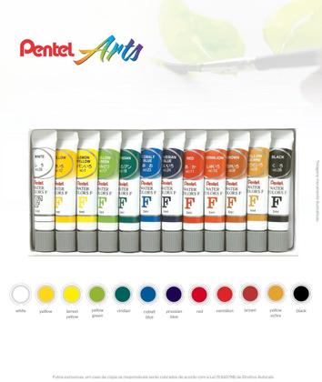 Imagem de Aquarela Water Colours 12 Cores Tinta Para Pintura Artística Pentel Arts