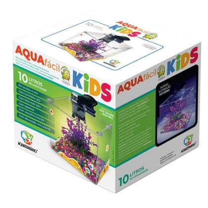 Imagem de Aquário 10 Litros com Filtro, LED e Decoração AquaFácil Kids Acrílico