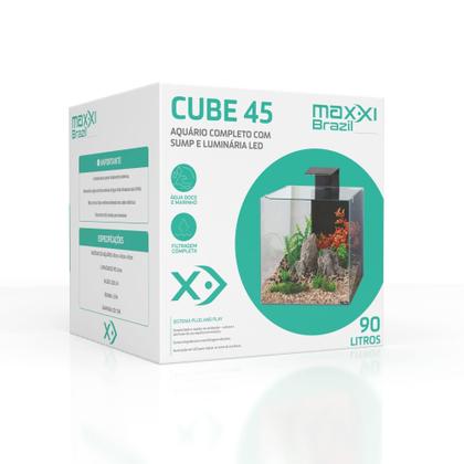 Imagem de Aquário Cube 45 Maxxi 90l Completo Luz E Sump Traseiro 220v