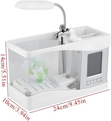Imagem de Aquário De Mesa USB Com Porta Objetos E Display Digital Tomate MDL-005