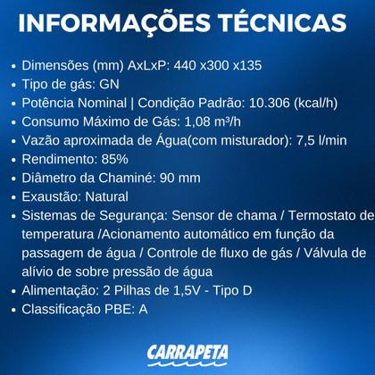 Imagem de Aquecedor a Gás 7.5 Litros M07BP GN Rinnai