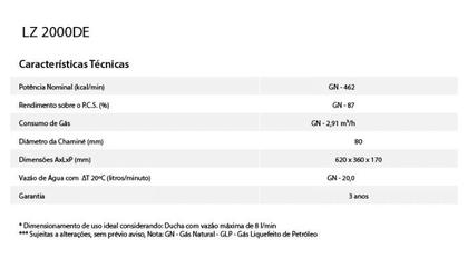 Imagem de Aquecedor a Gas LZ-2000DE-B GN - Lorenzetti