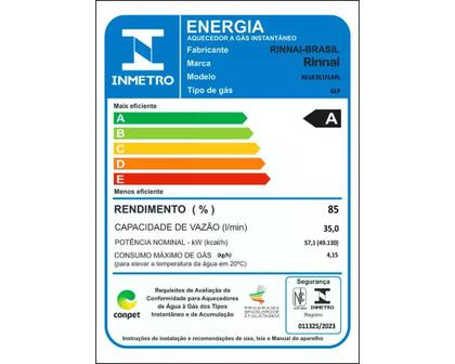 Imagem de Aquecedor a Gás Rinnai Digital 35 Litros E351 FEA GLP Black