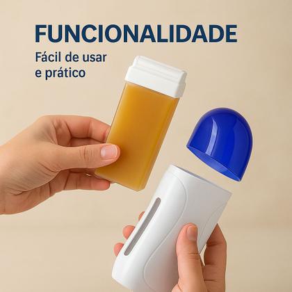Imagem de Aquecedor Aparelho Portatil Roll-on Depilação Em Cera Azul Branco