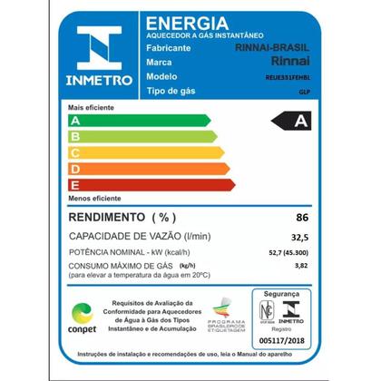 Imagem de Aquecedor de Água a Gás Digital Rinnai 33 Litros E33 Bivolt GLP - Branco