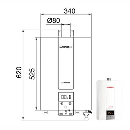 Imagem de Aquecedor De Água A Gás Lorenzetti 20 Litros LZ 2000DE B Branco Bivolt Digital Selecione GLP ou GN