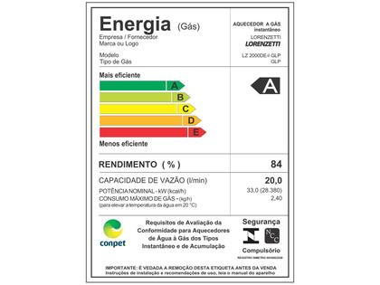 Imagem de Aquecedor De Água A Gás Lorenzetti Lz 2000 De - i (inox) 20 Litros - GLP