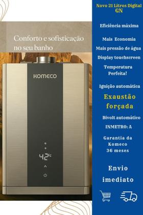 Imagem de Aquecedor de Água a Gás Natural Komeco GN 21 Litros G2- Inox