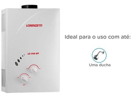 Imagem de Aquecedor de Água Gás GN Lorenzetti LZ750BP GN, 7,5 Litros, Exaustão Natural