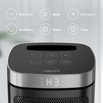 Imagem de Aquecedor de ambiente JIBUFI 1500W PTC Electric Rotativo Remoto Rotativo de 70