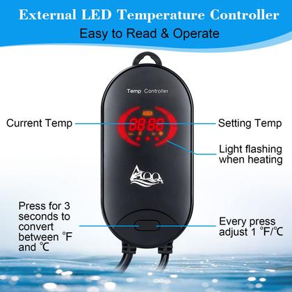 Imagem de Aquecedor de aquário AQQA 800W para tanque de peixes submersível 300-830L