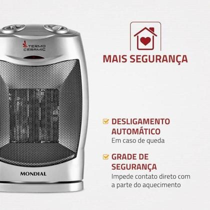 Imagem de Aquecedor De Ar Mondial Termo Cerâmica Prata 1500w Inverno